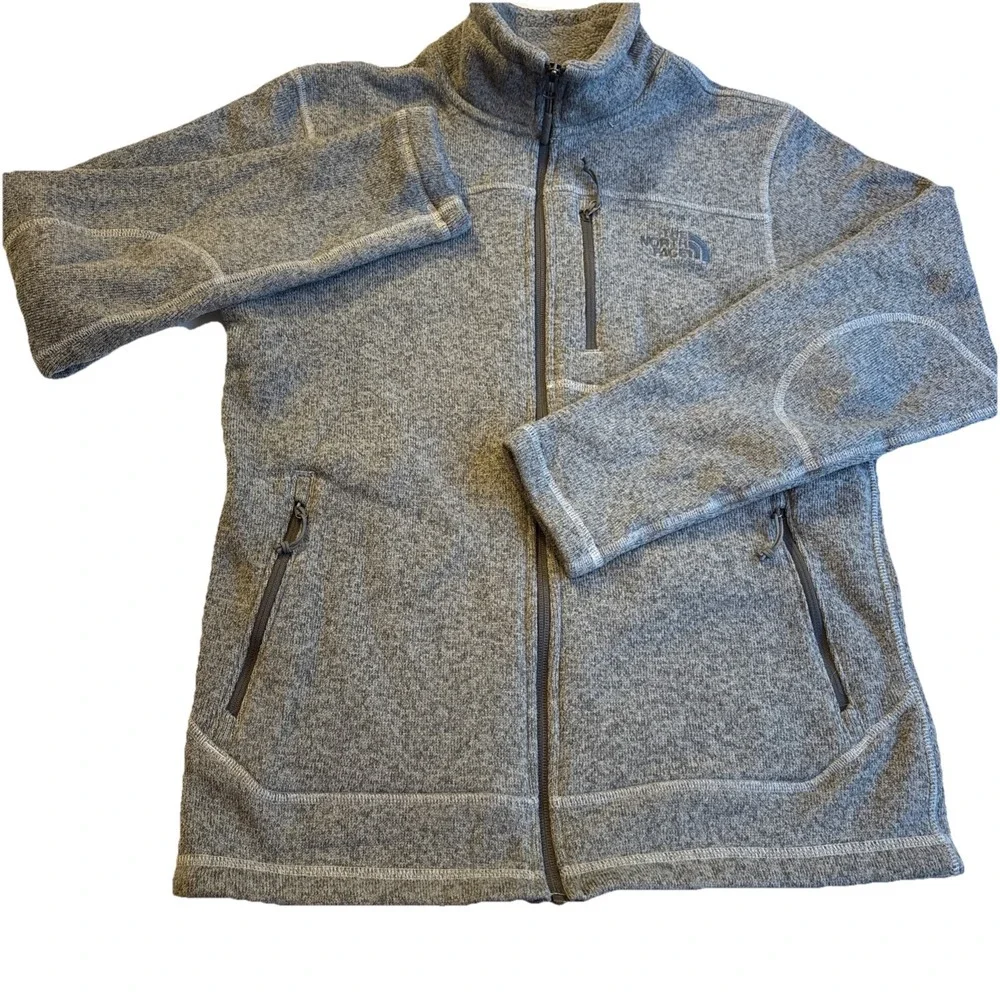 The North Face‎ GreySoft Shell Full Zip Sweater Jacket Men's SMALL
